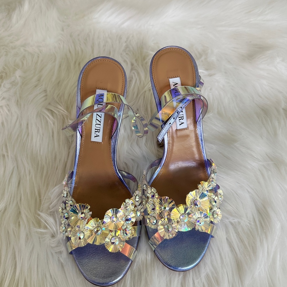 Aquazzura
Meteorite PVC Embellished Ankle-Strap Sandals - Picture 6 of 13